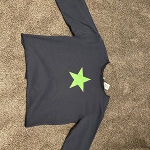 Hard tail sweatshirt with neon green star